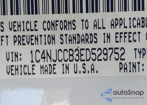 2014 Jeep Compass Limited from USA, damaged, VIN 1C4NJCCB3ED529752